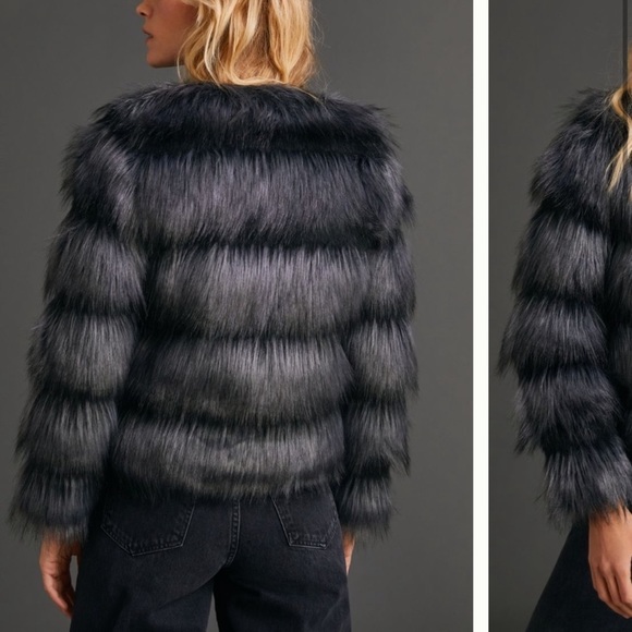 ANTHROPOLOGIE NWT Unreal Fur Faux Fur Jacket Size M. - Picture 4 of 11
